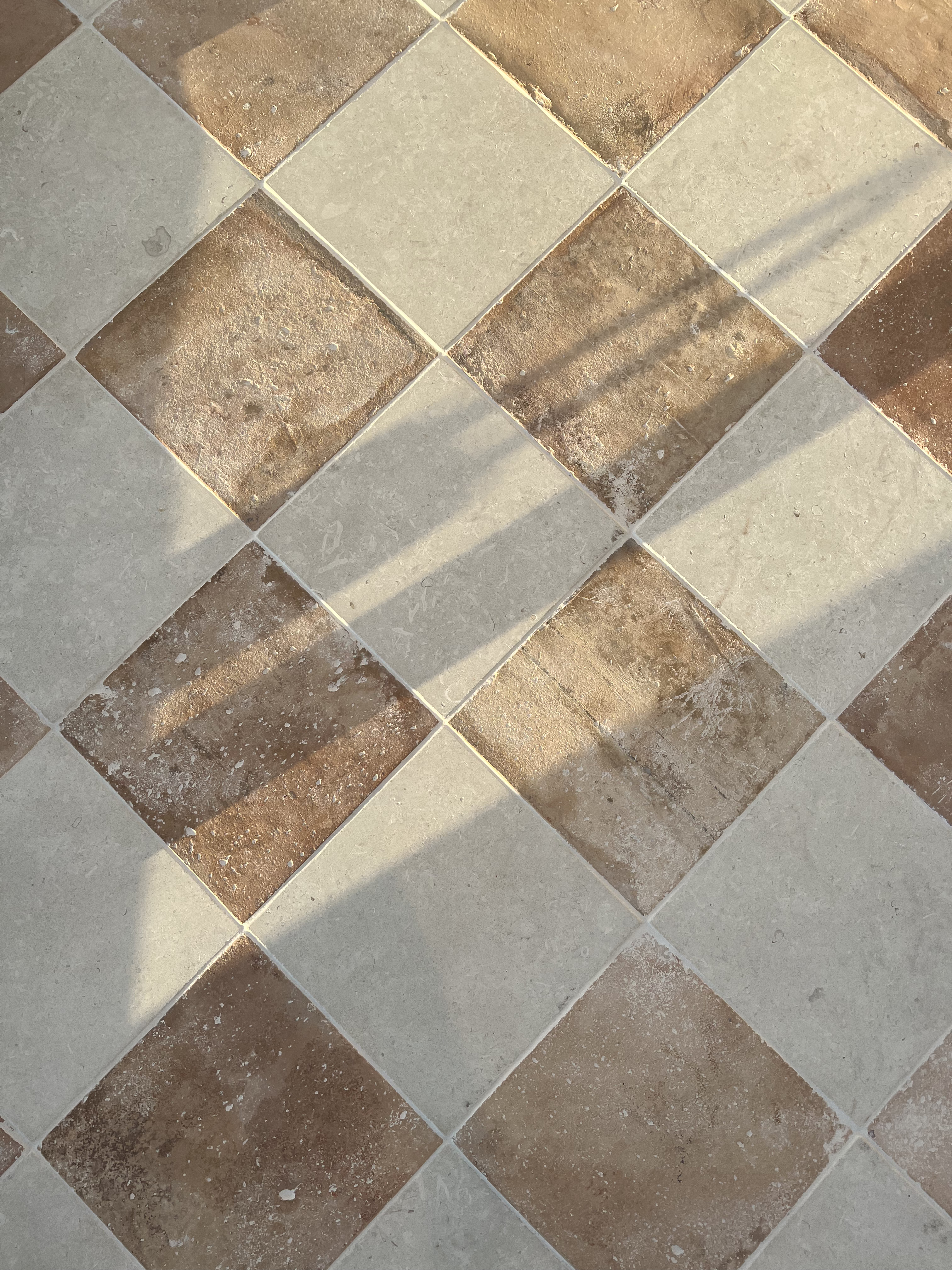 Bastide Bordeaux and Terracotta Checkerboard